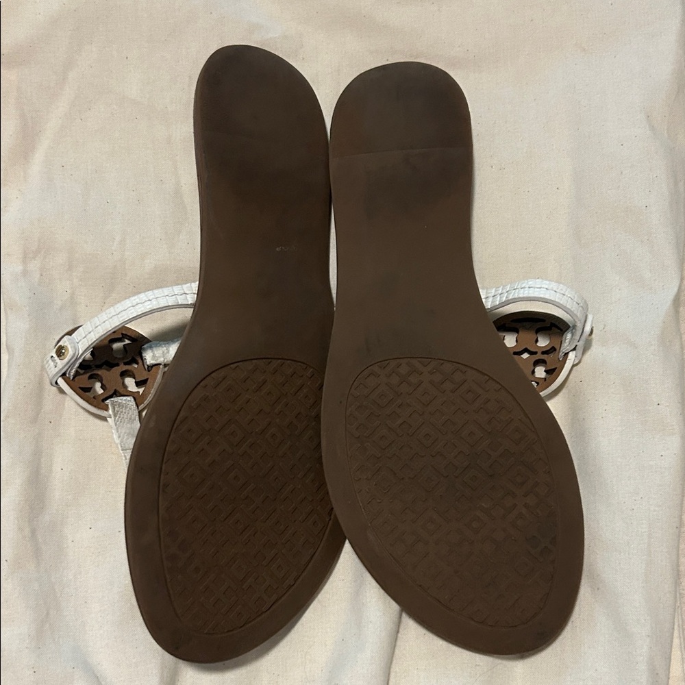 Tory Burch White and Brown ‘Miller’ Sandals - Picture 2 of 2